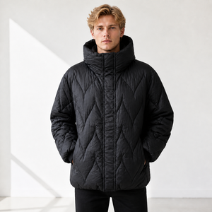 Veste matelassée noire unisexe pour homme, manteau d'hiver en duvet - Product Image 1