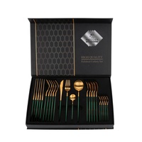 Ensemble de couverts de luxe 24 pièces avec boîte haut de gamme, service personnalisé de 24 couverts mats colorés pour 6 personnes, comprenant couteau, fourchette et cuillère