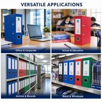Classeur à levier A4 personnalisé avec logo OEM, 80 mm, en PP, pour classement de bureau en gros, capacité 500 feuilles, 4 couleurs, anneaux métalliques, bordure de 2 mm