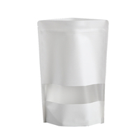 Sachet alimentaire en papier kraft blanc thermoscellable à fermeture éclair, avec fenêtre dépolie tendance