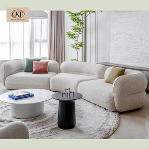 OKF Canapé sectionnel en velours blanc 4 places personnalisable Design moderne élégant et minimaliste pour villa bureau salon simple - Product Image 4