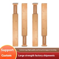 NFS Wholesale - Lot de 4 séparateurs rétractables en bois de bambou massif pour tiroirs de cuisine et étagères de rangement compactes