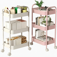 Chariot de rangement roulant à 3 niveaux avec roues, chariot utilitaire mobile peu encombrant pour la cuisine, la salle de bain, la chambre à coucher, organisateur