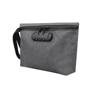 Combination Lock Anti-Theft Smell-Proof Promotional Gray Backpack Durable Polyester Silk Screen Printed Customizable Logo for