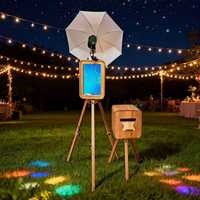 Nouvelle cabine photo de mariage rétro en bois double face avec support iPad et appareil photo, impression instantanée, télécommande Bluetooth