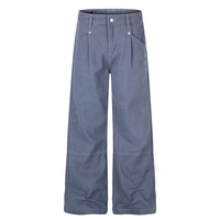 Jeans amples à jambe droite pour homme, style américain, tendance, de haute qualité, artisanat vintage, broderie bleue, design streetwear