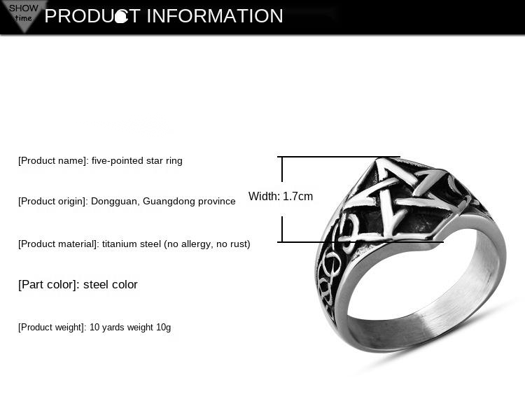 thumbnail image 2 of Vsoruln Pentagram Amulet Hollow Five-Pointed Star Ring Interweaving Geometric Ring Retro Star Adjustable Ring Female For Men Jewelry 2 of 12