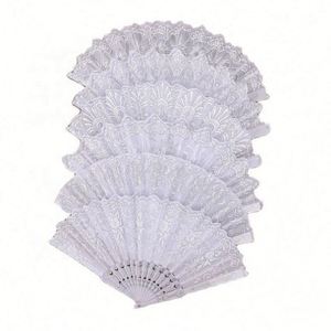 Abanico Plegable de Tela Plateada Blanca de Lujo, 23x42cm, Abanico de Mano con Estampado en Caliente para Novia, Accesorios para Hanfu y Cheongsam, Logotipo Personalizado - Product Image 1