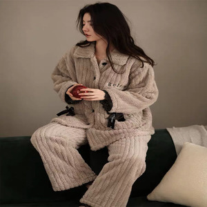 <span class=keywords><strong>2020</strong></span> Venta caliente, ropa de dormir de las mujeres de pana ropa de dormir bordado telas de pana de ropa de pijamas - Product Image 5