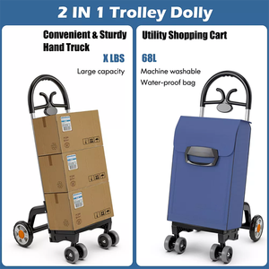 Chariot <span class=keywords><strong>à</strong></span> provisions <span class=keywords><strong>pliant</strong></span> utilitaire avec roues pivotantes roulantes Sac amovible Poignée confortable <span class=keywords><strong>Porte</strong></span>-bagages extérieur - Product Image 5