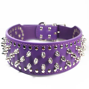 Custom tachonado Pad Spikes PU cuero Punk remache collares de perro para perros grandes y grandes