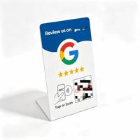 Support d'affichage de table en acrylique NFC pour avis clients et tapotement intelligent