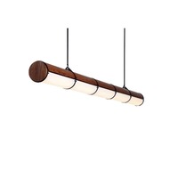 Lustre de restaurant de style japonais, couleur noyer, design créatif nordique minimaliste, lampe de bar LED de style Wabi-Sabi pour longue table