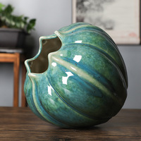 Vase Citrouille Monochromatique Style Minimaliste Luxe Léger, Ornement Pomme Verte, Décoration Moderne, Glacure Colorée Créative, Nouveau Style Chinois