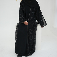 Abaya EID 2026, vêtements islamiques pour femmes, tissu en dentelle et maille, broderie florale, abaya de luxe pour femmes, robe musulmane, abaya modeste, ensemble 2 pièces