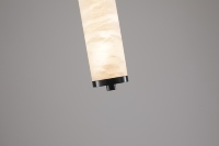 Luminaire suspendu en albâtre DGLUX, design moderne en forme de cylindre, LED, changement de trois couleurs, 10W, noir nacré, pour chambre à coucher, salon