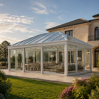 Véranda sur mesure en aluminium avec structure en verre, serre préfabriquée, jardin d'hiver, patio, salle de jardin avec verre trempé pour villa