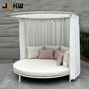 Lujo Resort Hotel Playa Patio Dosel al aire libre Muebles Piscina <span class=keywords><strong>Cama</strong></span> de salón ajustable Aluminio Jardín moderno Daybed con cortina - Product Image 4