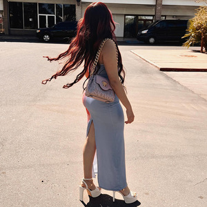 5DS夏季女式筒裙无袖时尚印花无肩带修身长性感连衣裙舞会连衣裙女 - Product Image 6