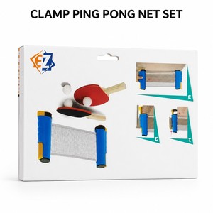 <span class=keywords><strong>Kit</strong></span> de Démarrage de Tennis de Table OEM ODM Personnalisé en Gros avec Filet à Pince, 2 Raquettes, 3 Balles et Boîte Colorée pour Débutants - Product Image 1