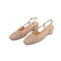 Sandales pour femmes, style vintage glamour intemporel, élégantes, à brides croisées, talon bloc, en cuir, semelle en caoutchouc, chaussures confortables