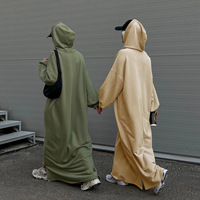 Sharut Vente en Gros Aïd Islamique Hiver Modeste Dubaï Abaya Cardigan Ample Robe Musulmane Femme Sweatshirt Capuche Décontractée Robe Abaya