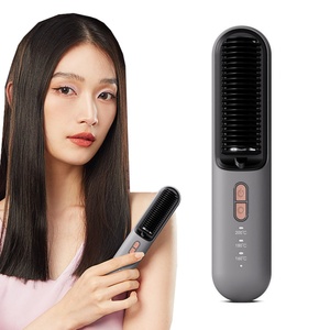 Hair <b>Straightener</b> Portable Ceramic Brush Anion <b>Straightener</b> Hot Comb Big Capacity Battery <b>Wireless</b> <b>Straightener</b> - Product Image 1