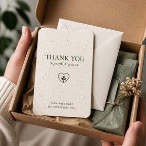 Carte de remerciement en <span class=keywords><strong>papier</strong></span> semable avec logo personnalisé, idéale pour les cadeaux e-commerce, vente en gros et approvisionnement en vrac - Product Image 1