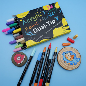 Nuevo juego de marcadores de pintura acrílica de doble cabeza, bloque de madera de vidrio, zapatos de globo, bolígrafo acrílico de cabeza suave pintado a mano con grafiti - Product Image 4