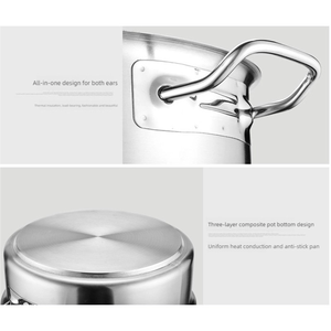 Olla de cocción comercial de <span class=keywords><strong>20L</strong></span>, olla para guisar de acero inoxidable de alta resistencia, utensilios de cocina de inducción, sartén compuesta, ollas para sopa - Product Image 6