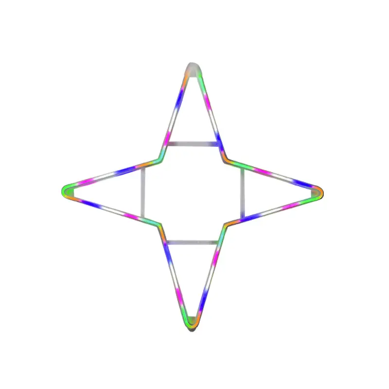 أضواء LED على شكل شجرة معلقة نجمة بأربعة زوايا ، أضواء ملونة للفناء