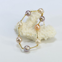 Feirun 9-10mm AA + Edison Baroque Réel Naturel Cauri Shell Bijoux Perle D'eau Douce Bracelet Perle Perle Bracelet pour Femmes