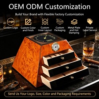 Humidor de bureau en bois de cèdre espagnol avec couvercle en verre et hygromètre, capacité 80 cigares, fabrication OEM de luxe