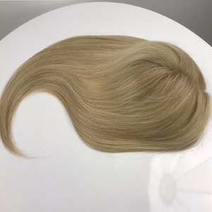 Vente en gros de postiches humaines alignées sur les cuticules attachées à la main 100% postiche Blonde Monofilament Topper pour les Blancs Base Mono chinoise - Product Image 4