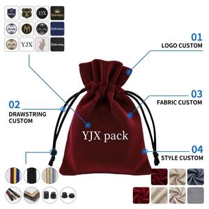 Bolsa de Joyería de Terciopelo de Lujo Personalizada, Bolsa con Cordón, Mini Pochette Suave de Terciopelo, Embalaje de Regalo Personalizado para YJX Pack - Product Image 3