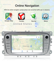 Écran tactile stéréo vidéo 7 pouces 2din autoradio Android GPS pour Ford Focus II/S-Max/Mondeo 9/Galaxy II/C-Max/Kuga
