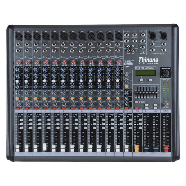 Thinuna MX-F12 Professional Karaoke DJ Audio Mixer 12 Channel Digital Audio Music Stage Mixer With Digital Effect Processor