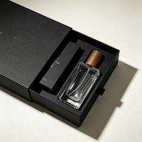 Flacon de parfum rectangulaire en verre transparent de luxe 30ml 50ml 100ml, flacon de parfum vide avec bouchon en bois naturel, logo personnalisé