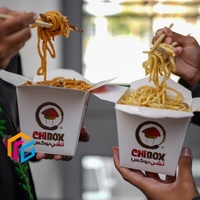 Emballage jetable personnalisé pour nouilles de restaurant, boîte à emporter en carton noir kraft, boîte à emporter pour la nourriture chinoise