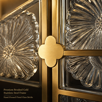 Paravent décoratif en verre avec cadre en acier inoxydable doré, séparateur de pièce en verre artistique pour salon, hall d'hôtel, entrée