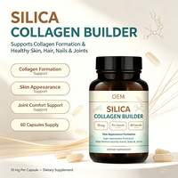 Complément alimentaire OEM Silica Collagen Builder 10 mg par capsule, 60 capsules, pour la formation du collagène et la santé de la peau, des cheveux et des ongles