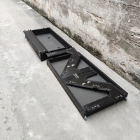 KKMZTABLE XS-ZTABLE Table pliante portable de style Z pour DJ, avec poignées et roulettes, orange, rouge, bleu sur noir