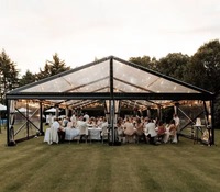 Tente de réception de luxe transparente pour mariage, structure en aluminium, toit en verre PVC transparent, grandes tentes d'événements extérieurs pour mariage