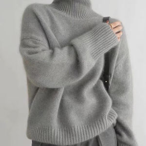 Pullover Casual a <span class=keywords><strong>collo</strong></span> <span class=keywords><strong>alto</strong></span> autunno inverno Casual e comodo doppiopetto da <span class=keywords><strong>donna</strong></span> maglione <span class=keywords><strong>dolcevita</strong></span> in lana Cashmere - Product Image 1