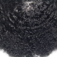 Perruques indiennes naturelles Remy, cheveux humains crépus bouclés, 8x10 pouces, 6mm, Afro, couleur noire, 100%, Base complète en Pu, toupet pour hommes noirs, bon marché, en Stock