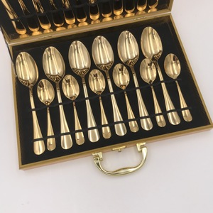 Promotion 24 Piece Gold Flatware Sets Luxury Silverware Stainless Steel Cutlery Set Hotel - Product Image 6