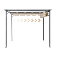 Pergola de jardin moderne en acier Jarden 10 pieds x 10 pieds, auvent rétractable, grill de jardin, gazebo, treillis pour vigne, abri solaire, couverture