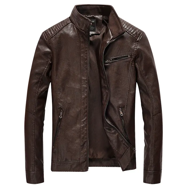 Men's Spring And Autumn New Pu Leather Men's Jacket Washing Thin Motorcycle Leather Coat