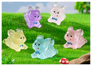 Luminoso brillante dibujos animados miniaturas animales estatuas estatuilla caniche francés Toro perro resina decoración patio jardín centro hadas - Product Image 3