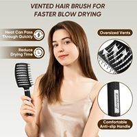 Brosse à cheveux démêlante en nylon et poils de sanglier incurvée et ventilée avec logo personnalisé pour salon de coiffure